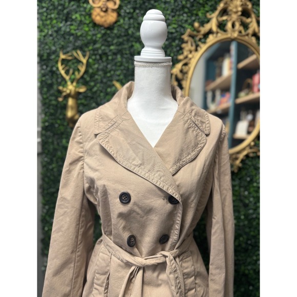 J.Crew Beige Trench Jacket Womens Size 12 Belted Classic Work Travel Coat - Picture 2 of 7